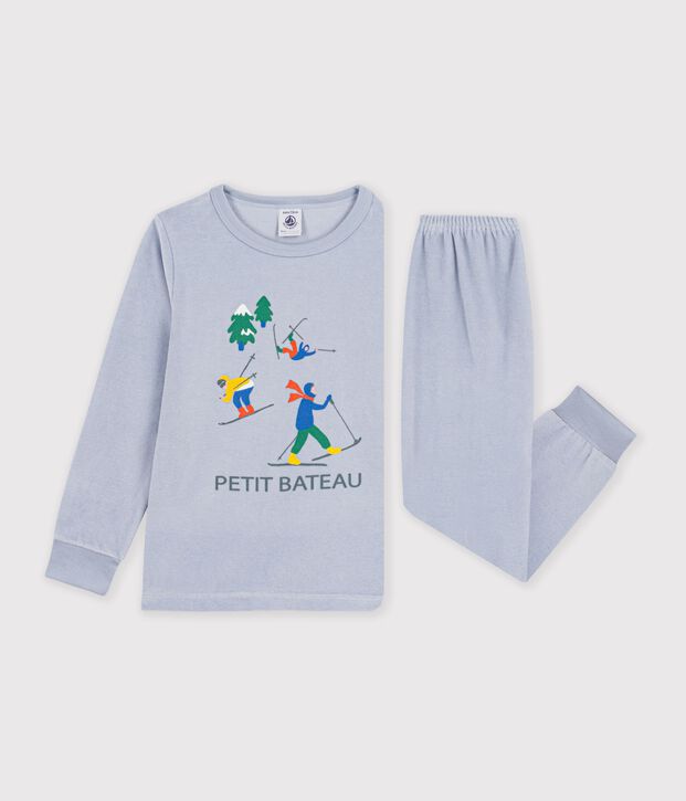 Children's plain velour pyjamas with a skier motif POLAIRE