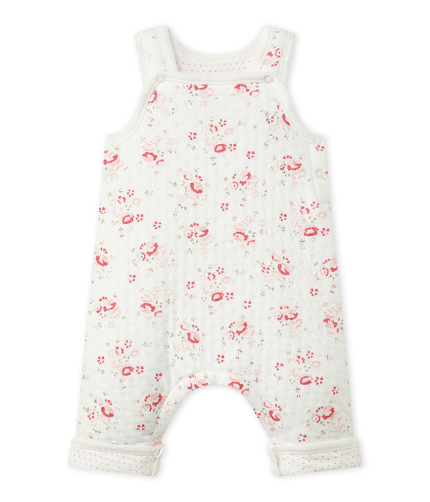 Baby's quilted tube knit overalls white/multicolor