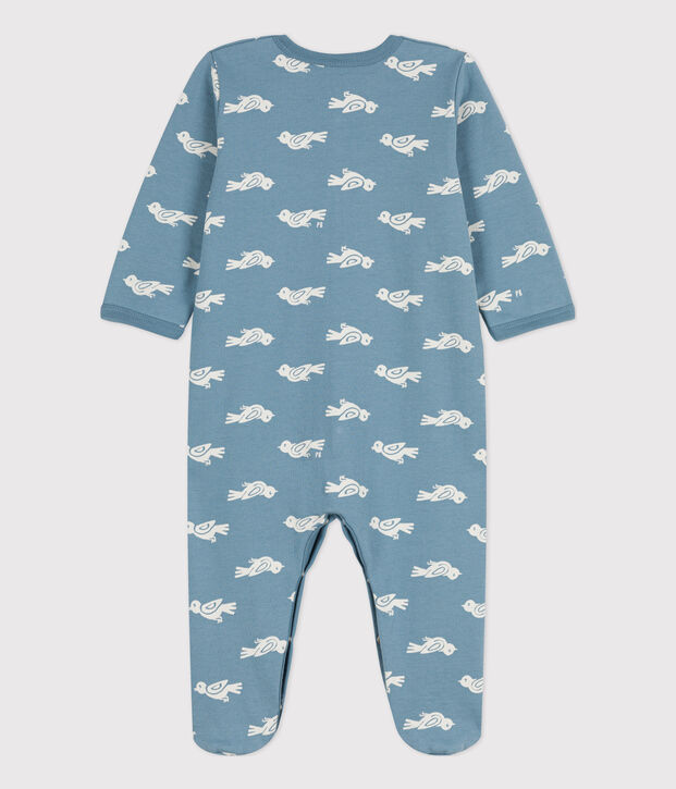 Babies' Fleece Sleepsuit blue/ecru