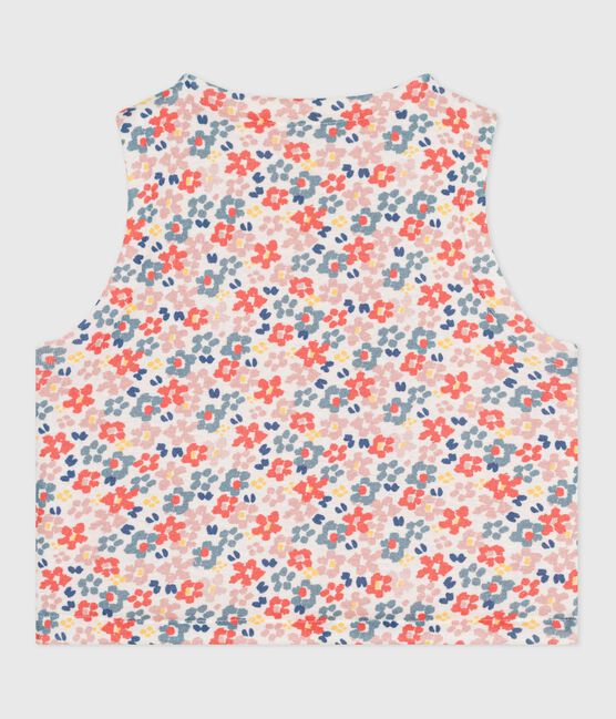 Babies' sleeveless reversible printed cotton cardigan MARSHMALLOW white/JOLI pink