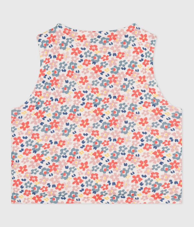 Babies' sleeveless reversible printed cotton cardigan white/pink