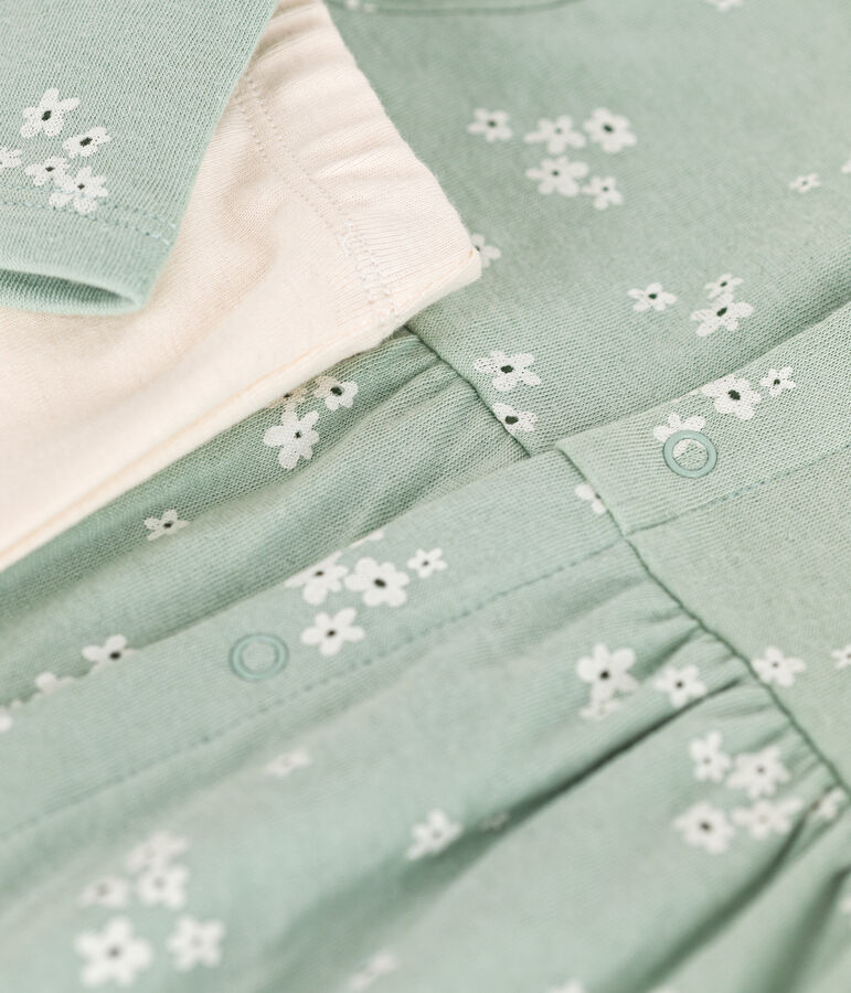 Babies' cotton dress and leggings green/multicolor