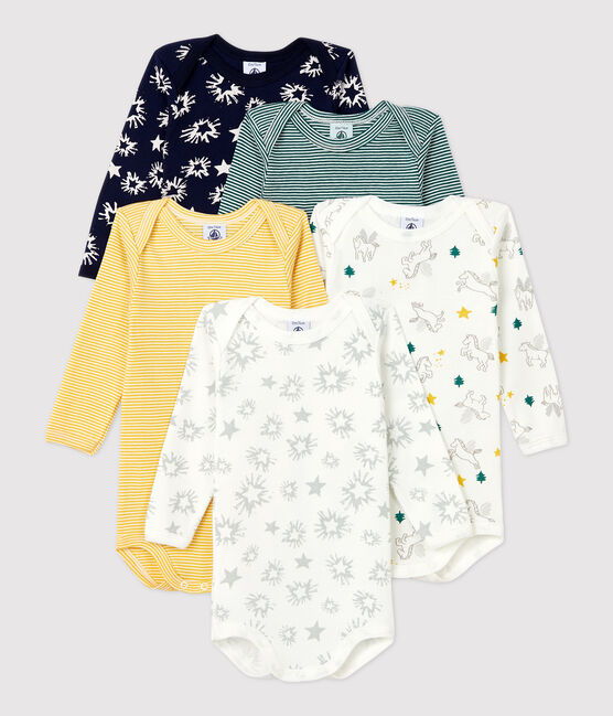 Babies' Starry Long-Sleeved Cotton Bodysuits - 5-Pack variante 1