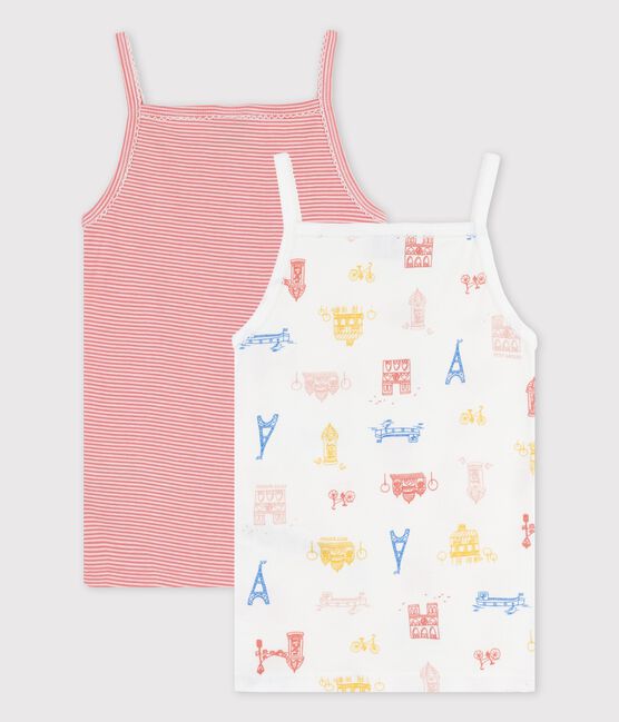 Girls' Paris-Themed Cotton Vest Tops - 2-Pack variante 1