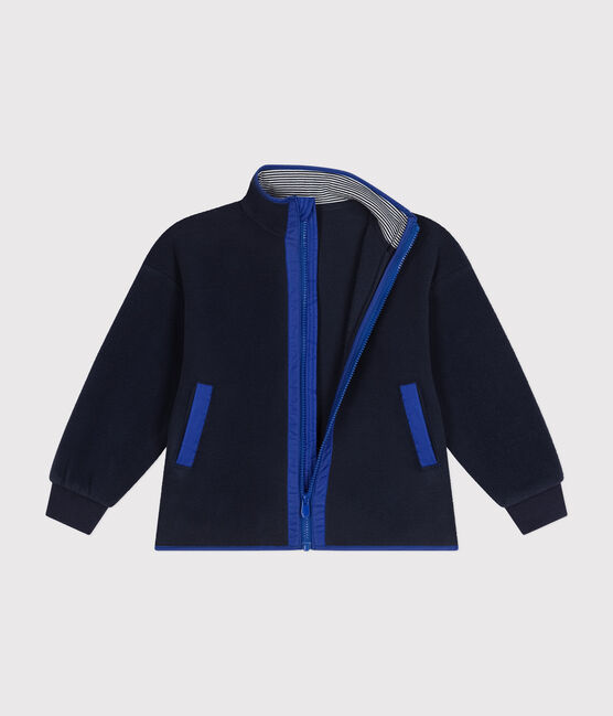 Boy's daytime fleece jacket with a zip SMOKING blue