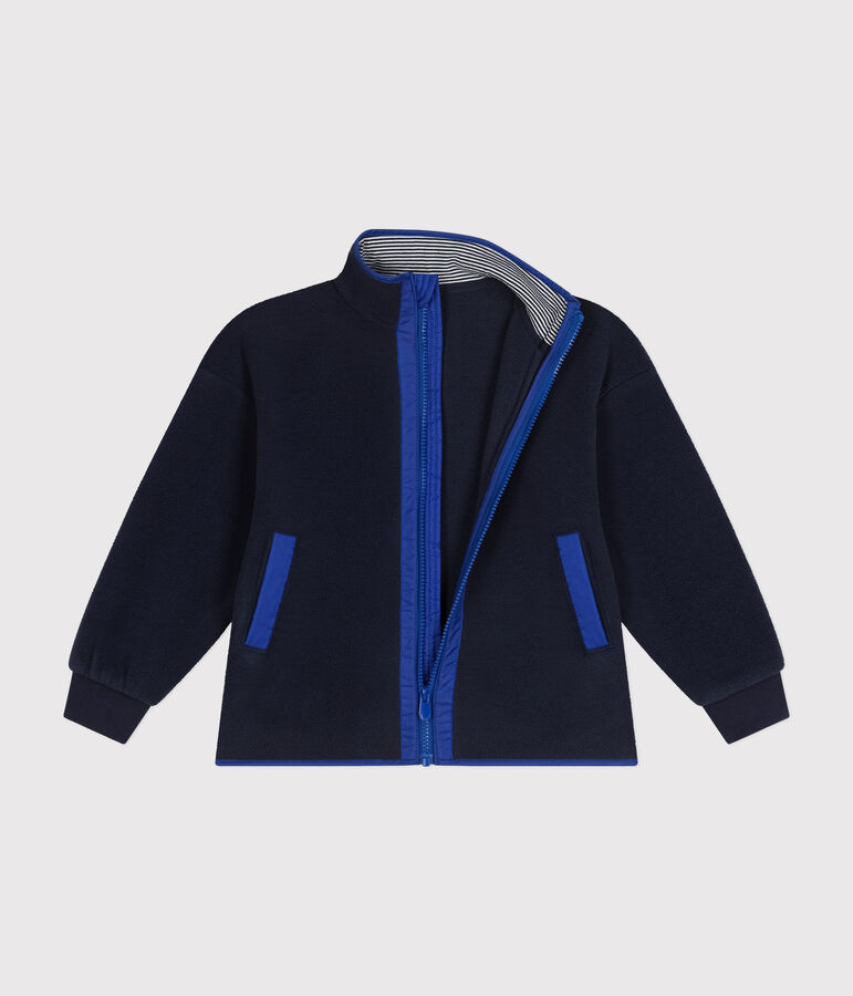 Boy's daytime fleece jacket with a zip blue