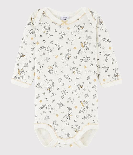 Baby Girls' Long-Sleeved Bodysuit MARSHMALLOW white/MULTICO white