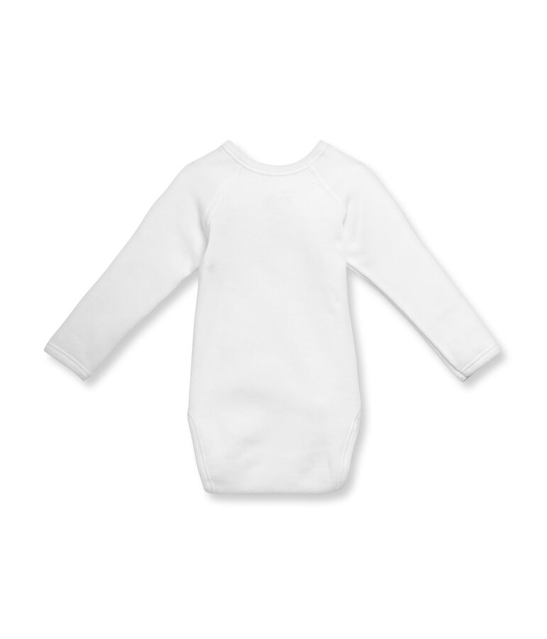 Unisex newborn baby long-sleeved brushed cotton bodysuit Ecume white