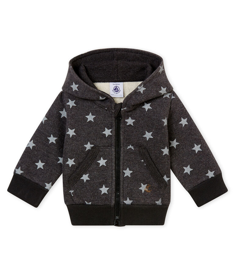 Baby boy's hooded print sweatshirt grey/grey