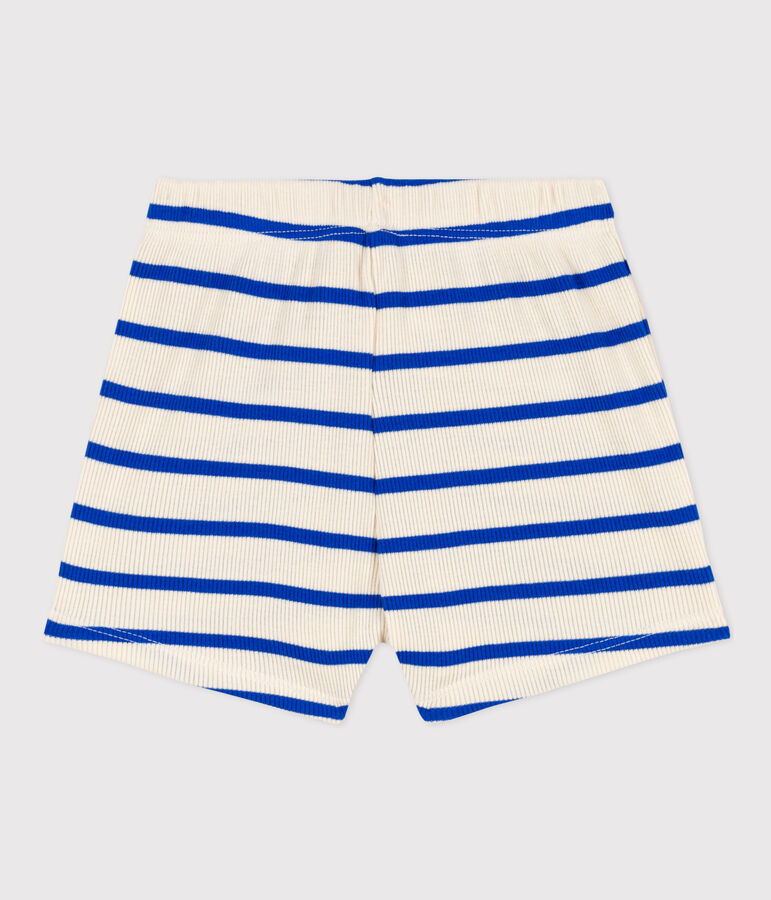 Babies' Striped Rib-Knit Shorts Ecru/blue