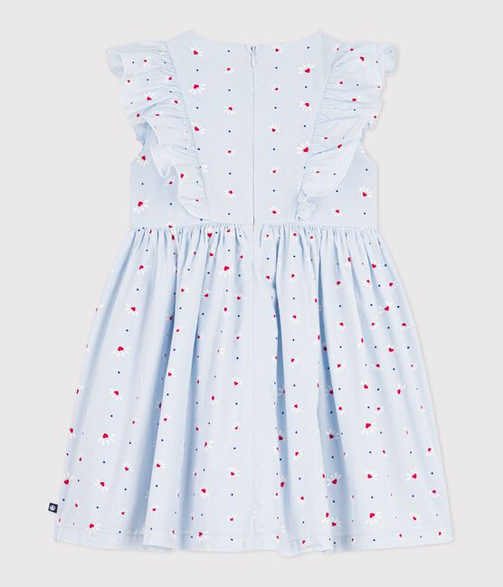 Children's sleeveless cotton dress FRAICHEUR blue/MULTICO white