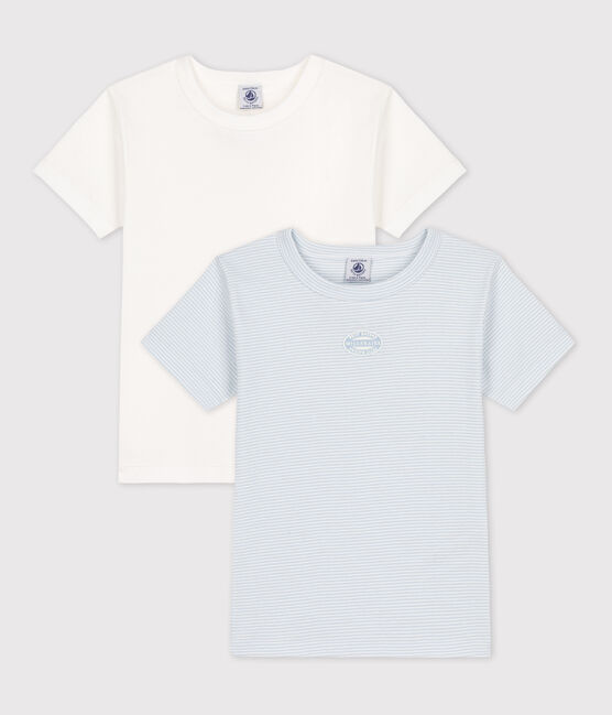 Boys' Pinstriped Short-sleeved Cotton T-Shirt - 2-Piece Set variante 1