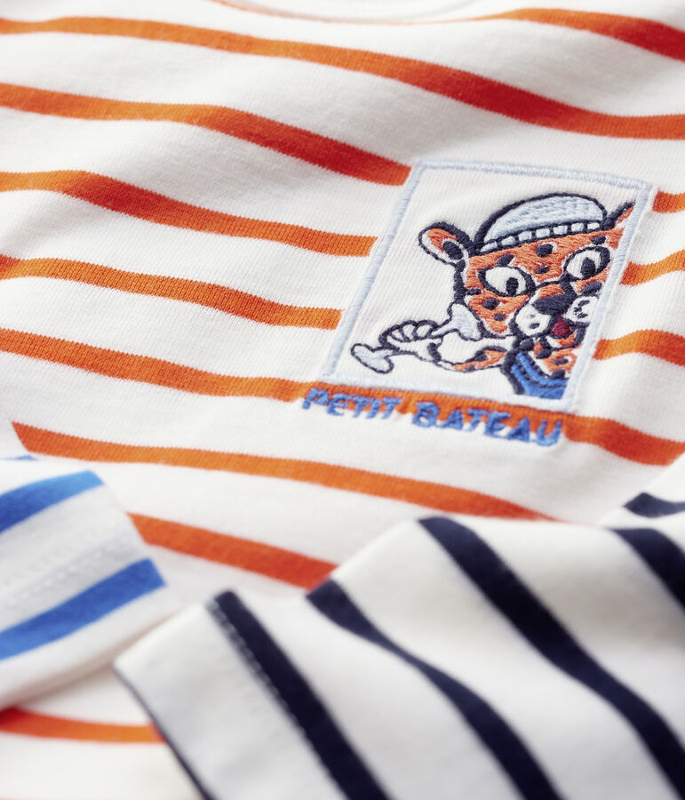 Babies' Cotton Striped Bodysuit white/orange