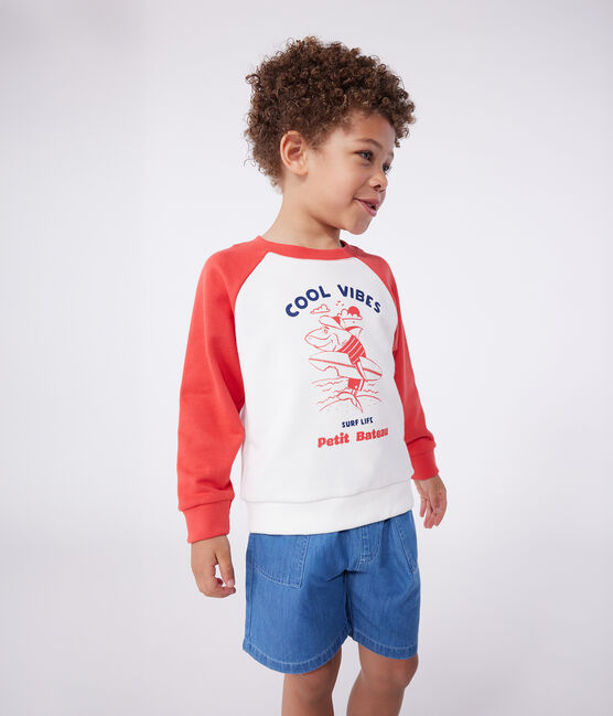 Children's printed cotton sweatshirt MARSHMALLOW red/SPI