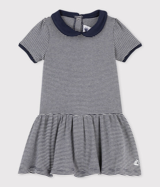 Baby girls' milleraies-striped dress SMOKING blue/COQUILLE beige