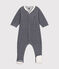 Babies' Pinstriped Velour Pyjamas SMOKING blue/MARSHMALLOW white