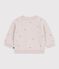 Babies' jumper in wool and cotton with embroidered flowers pink/multicolor