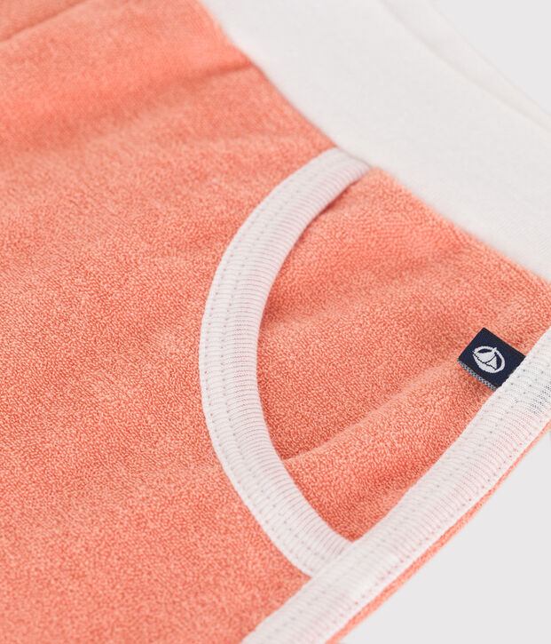 Children's plain cotton terry shorts orange