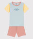 Children's Unisex Three-Tone Pinstriped Cotton Short Pyjamas