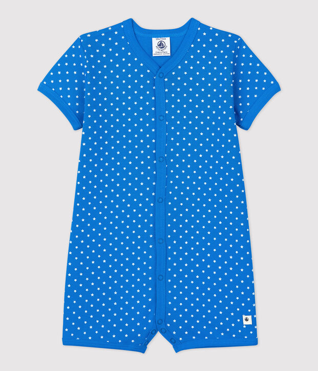 Babies' Spotted Organic Cotton Playsuit blue/white