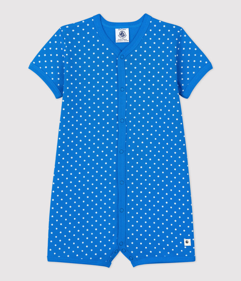 Babies' Spotted Organic Cotton Playsuit blue/white