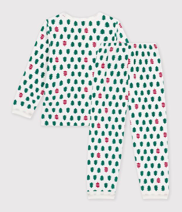 Children's printed velour pyjamas white/multicolor