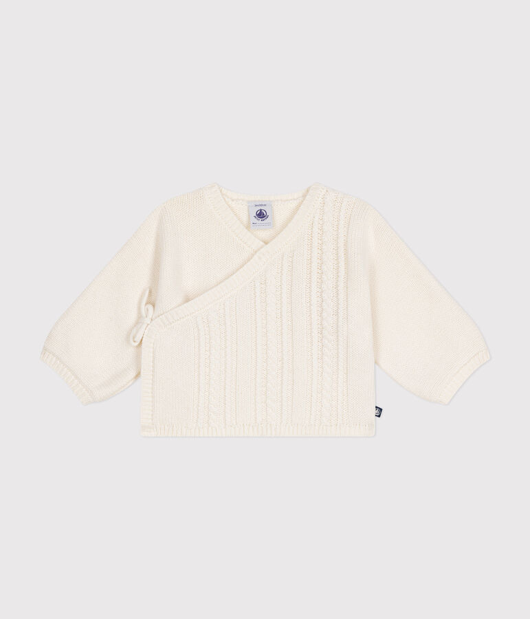 Babies' wool and cotton cardigan white