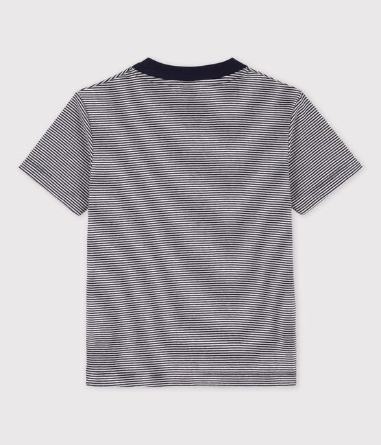 Boys' Short-Sleeved Cotton T-Shirt SMOKING blue/MARSHMALLOW white
