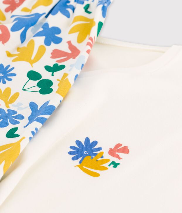 Girls' Cotton Short Pyjamas white/multicolor