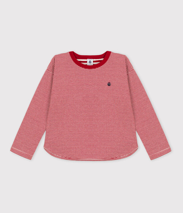 Boys' Long-Sleeved Tube Knit T-Shirt red/beige