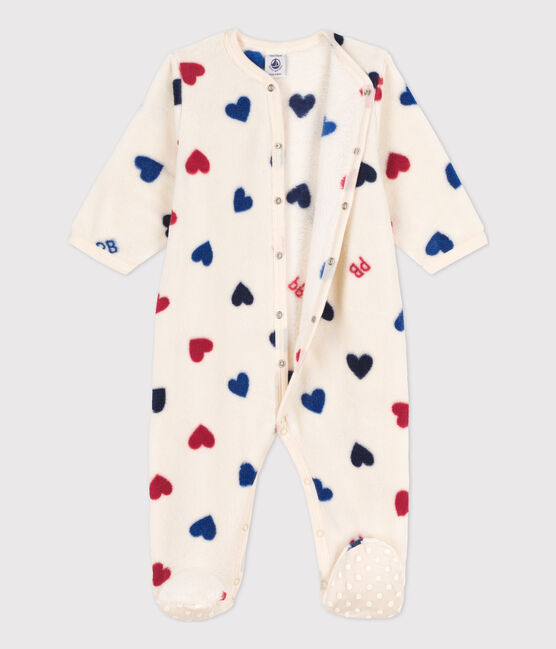 Babies' fleece onesie AVALANCHE white/MULTICO