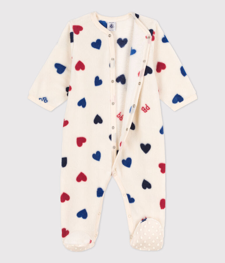 Babies' fleece onesie Ecru/multicolor
