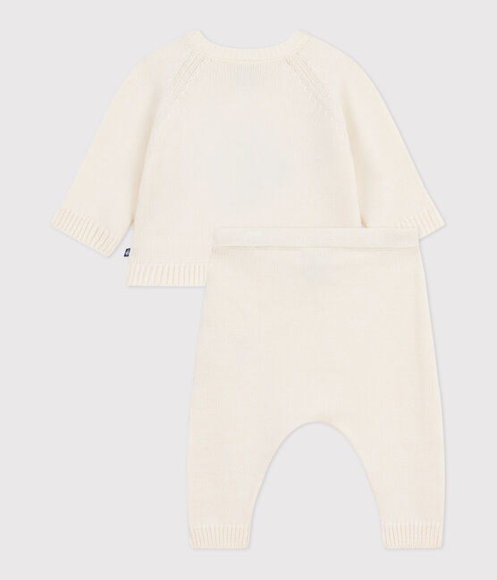 Babies' two-piece knitted outfit with a penguin print MARSHMALLOW white/MULTICO white