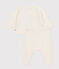 Babies' two-piece knitted outfit with a penguin print MARSHMALLOW white/MULTICO white