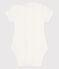 Babies' Short-Sleeved Bodysuit With a Ruff MARSHMALLOW white