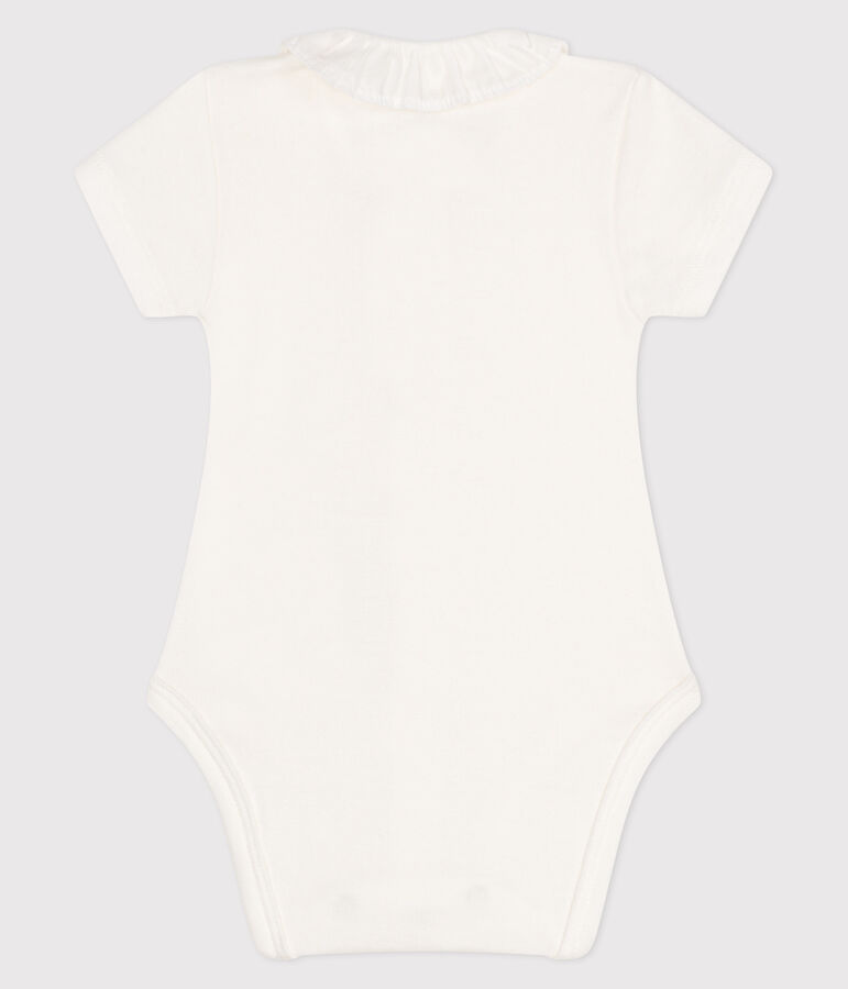 Babies' Short-Sleeved Bodysuit With a Ruff white