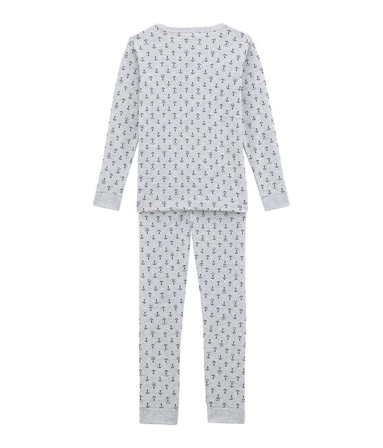 Little boy's fitted pyjamas. POUSSIERE grey/MEDIEVAL blue