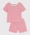 Children's short stripy cotton pyjamas MARSHMALLOW red/SPI