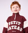 Children's plain colourblock shawl collared cotton sweatshirt red/ecru