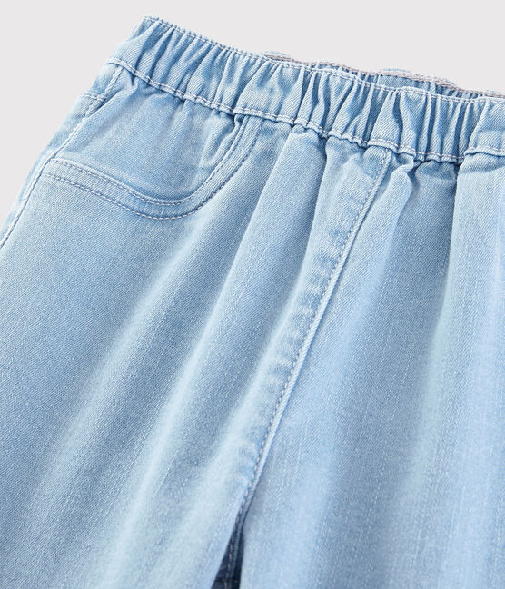 Girls' Denim Fleece Slim-Fit Trousers DENIM TRES CLAIR NÂ°5 blue