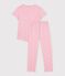 Children's printed cotton pyjamas with short sleeves and long legs pink/multicolor