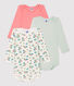 Baby Girls' Floral Long-Sleeved Organic Cotton Bodysuits - 3-Pack