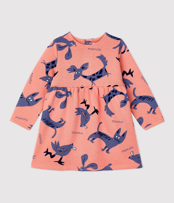 Babies' Fleece Animal Print Dress PAPAYE pink/MULTICO