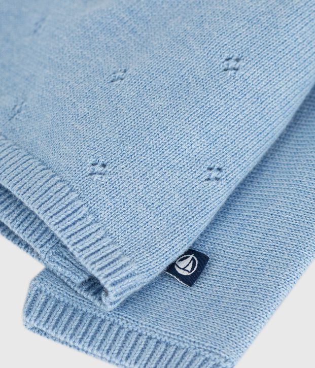 Babies' wool and cotton openwork knit wrapover top FLO