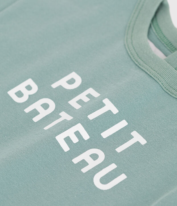 Babies' short-sleeved plain cotton T-shirt green