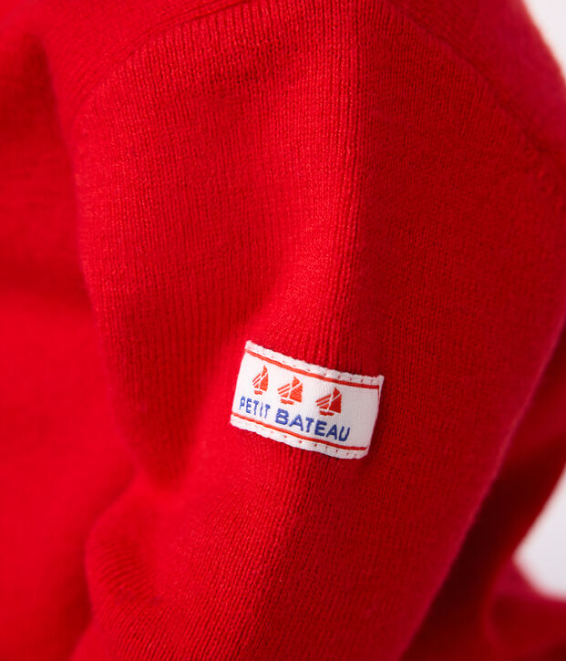 Babies' sailor jumper in plain wool and cotton red