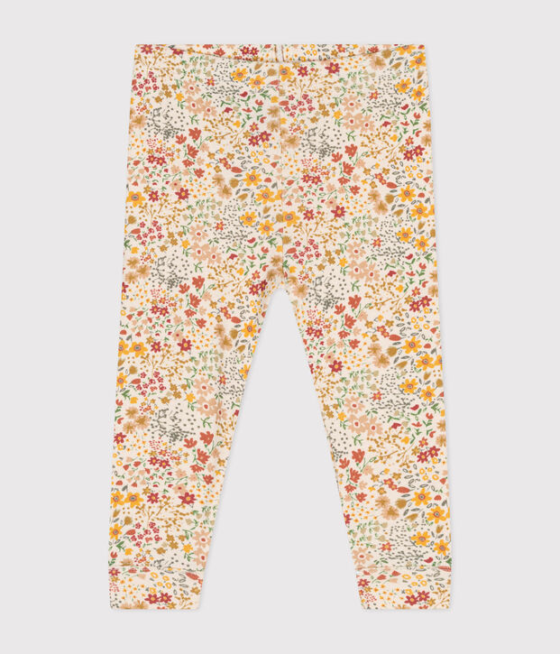 Babies' cotton leggings Ecru/multicolor