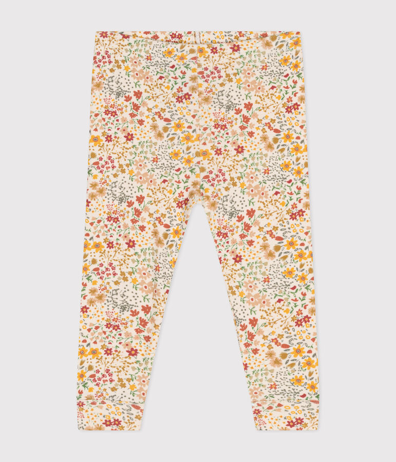 Babies' cotton leggings Ecru/multicolor