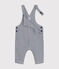 Baby's long canvas dungarees MEDIEVAL blue/MARSHMALLOW white