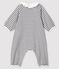Baby Girls' Stripy Ribbed Jumpsuit MARSHMALLOW white/SMOKING blue